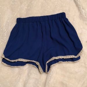 Royal blue polyester shorts